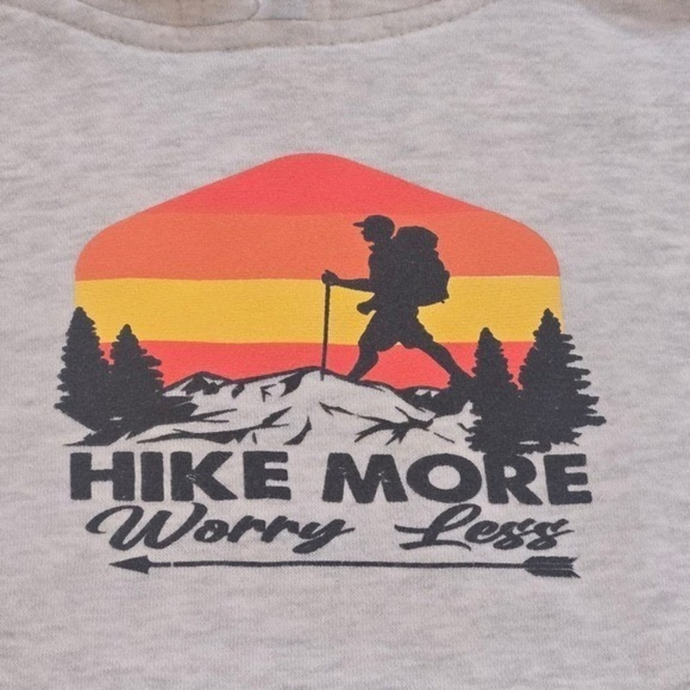 Pacific & Co Hike More Worry Less Hoodie Kids Medium Grey Graphic Pullover